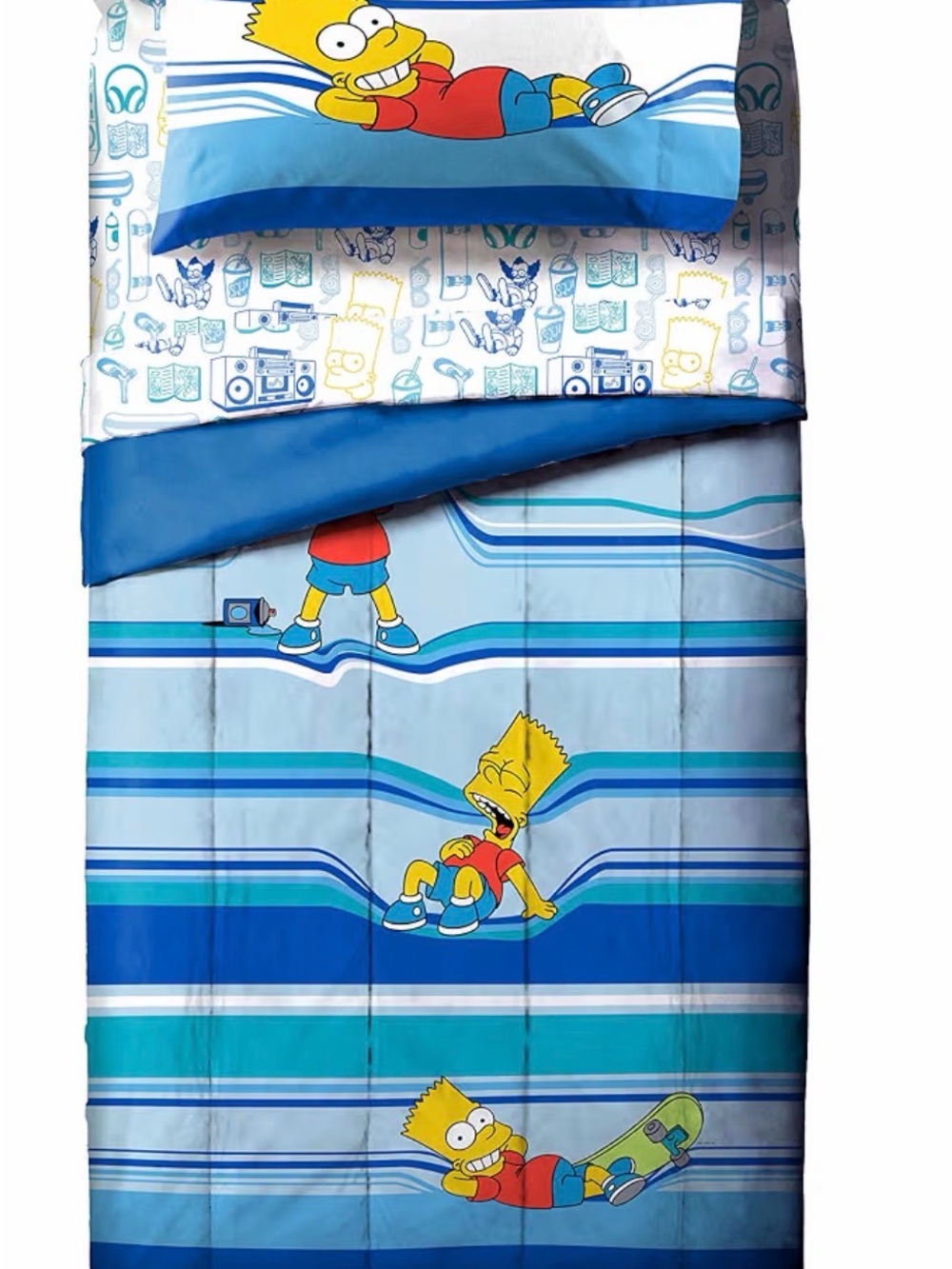 Bart Simpson Blue Kids TWIN Comforter Set - Playful Cartoon Bedding